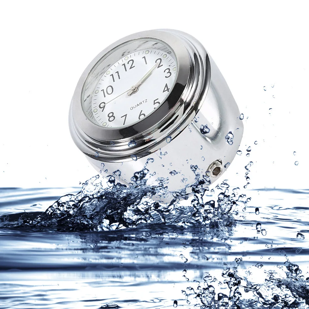 

1 Pcs Universal Aluminum Luminous Clock Motorcycle Quartz Clock Waterproof Chrome Bike Handlebar Mount Watch