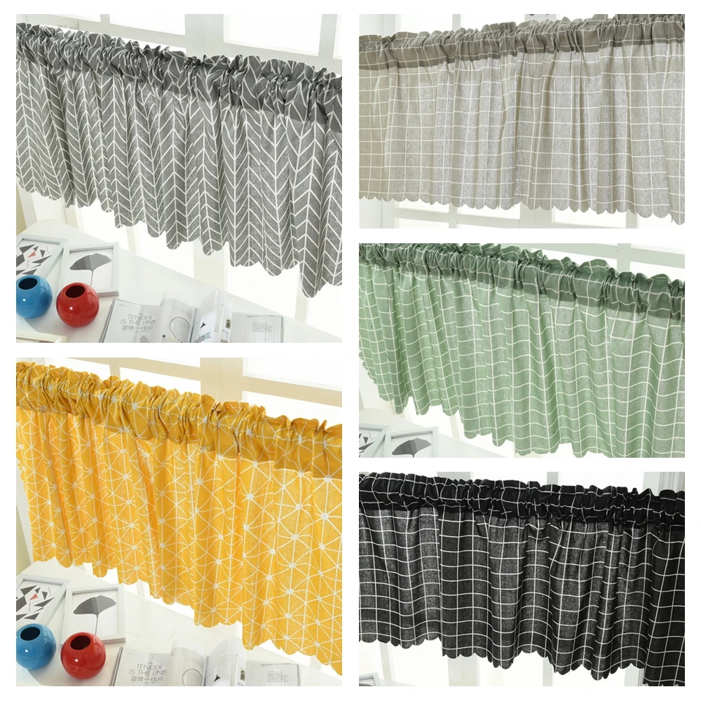 Затемняющие оконные шторы Valance в полоску Короткие полупрозрачные s образные