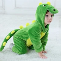 hot sale baby cute green dinosaur animal rompers for boy girl newborn infant onesies anime costume outfit hooded winter costume