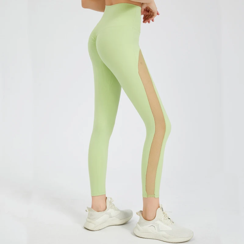 

Sexy High Waist Leggings Elasticity Soft Nylon Yoga Pants Breathable Mesh Hips Push Up Fitness Running Tights Sweatpants