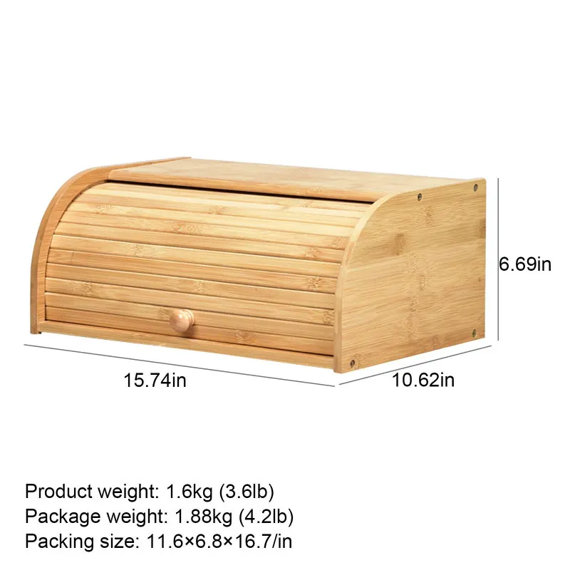 

Storage Box Bamboo Bread Box Bins With Cutting Board Double Layers Food Containers Big Drawer Kitchen Organizer Home Accessories