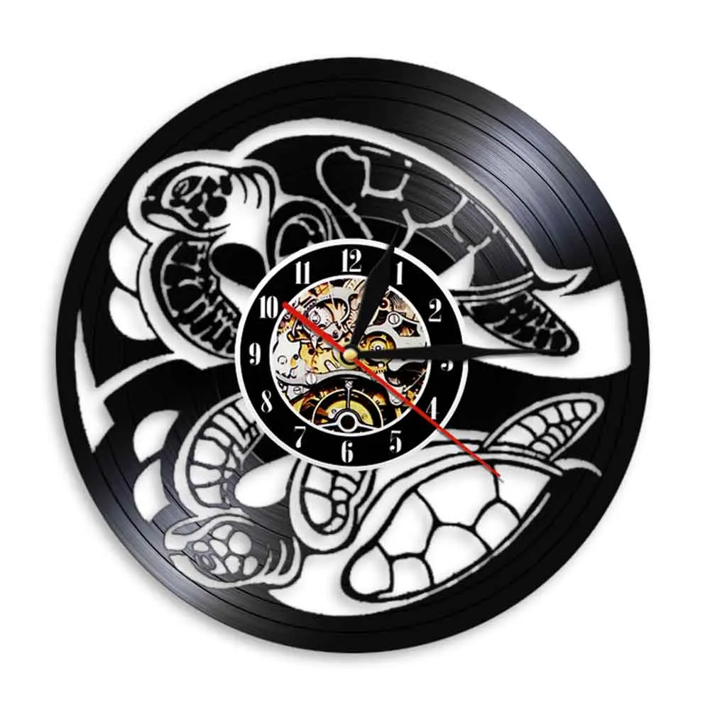 Настенные часы с силуэтом черепахи виниловые уникальные дизайнерские настенные