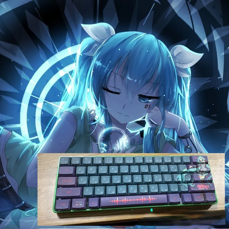 

PBT Sublimation Personality Animation 108-key DIY Hatsune Keycaps Xda Height Mechanical Keyboard Keycap for Cherry MX Switch/104
