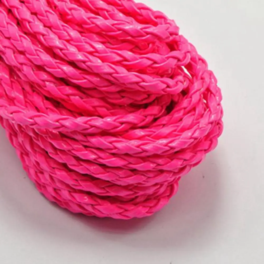 32 8 футов неоновый ярко-розовый Плетеный кожаный шнур BOLO ювелирный 3 мм | Украшения
