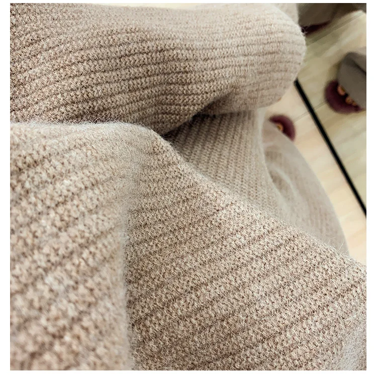 Women's new fashion suit solid color V-neck sweater with high waist knit wide leg pants two piece set top and pants