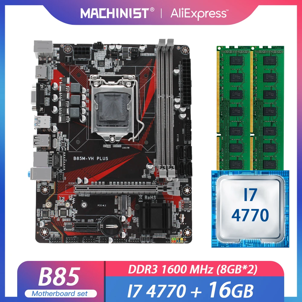 Комплект материнской платы B85 LGA1150 с Intel I7 4770 процессором 16 Гб (2*8 ГБ) ddr3 ОЗУ Micro ATX M.2