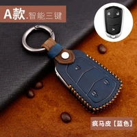 leather cowhide car key case cover key bag shell protector for cadillac xt4 xt5 xts cts ct6 atsl accessories