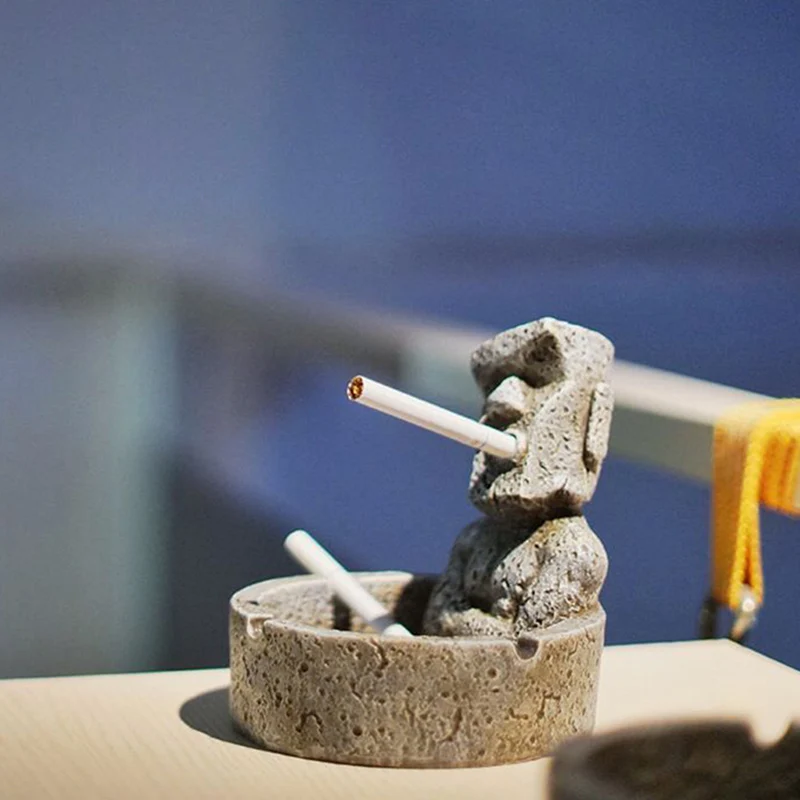 Полимерная пепельница Moai LB88 монолитная с изображением пасхального острова
