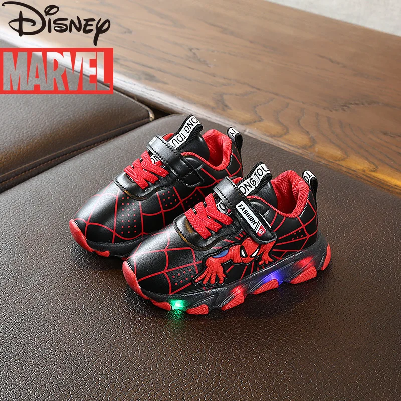 

Marvel's Spider-Man Spring and Autumn Children LED Spider-Man Lighting Shoes Boys Fashion Leather Non-slip Sneakers kids shoes
