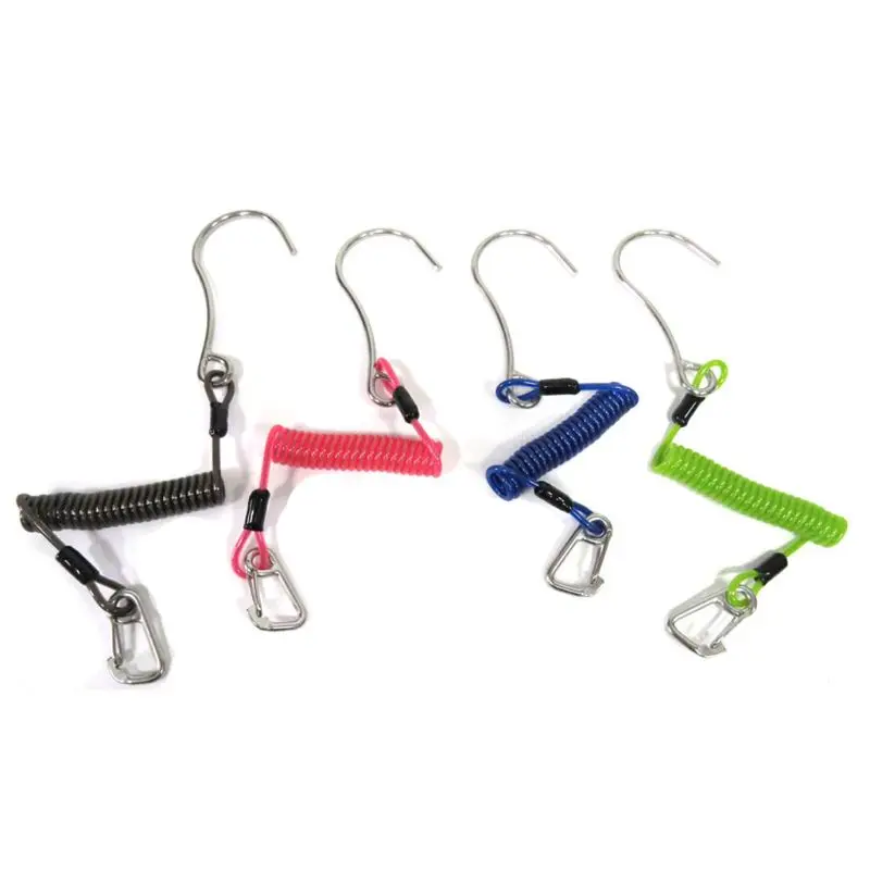 

Durable Stainless Steel Clasp Scuba Diving Reef Drift Coil Lanyard Single Hook XXUF