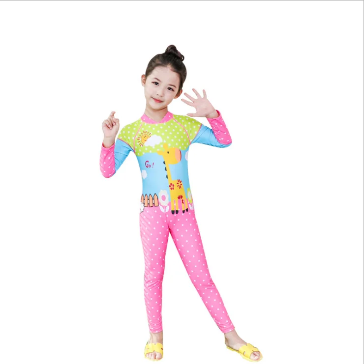 

One-piece Cartoon Unicorn Kids Diving Suit Wetsuit Children for Boys Girls Keep Warm Long Sleeves Dot UV Protection Swimwear