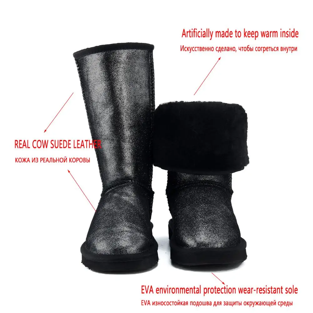 HABUCKN высококачественные брендовые зимние сапоги женские модные из натуральной