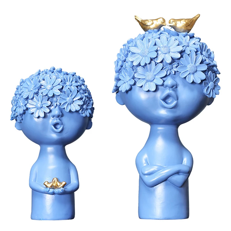 Нордическая Цветочная скульптура мальчика креативная Керамическая Современная