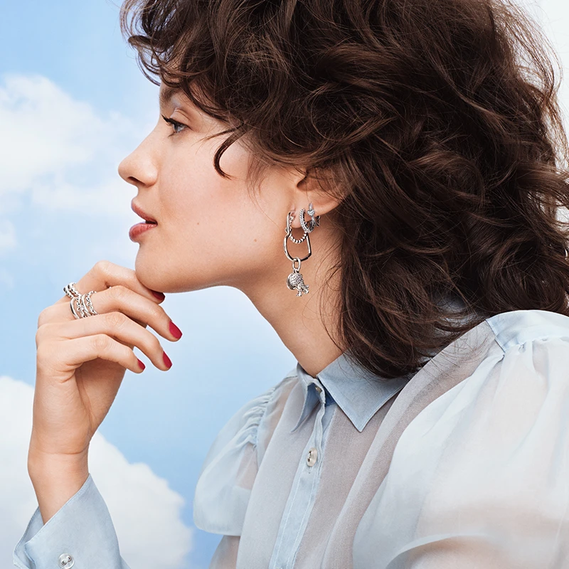 Серьги-обруч 925 серебро Луна Звезда Бесконечность Сердце Круглые серьги для женщин Оригинальные модные украшения.