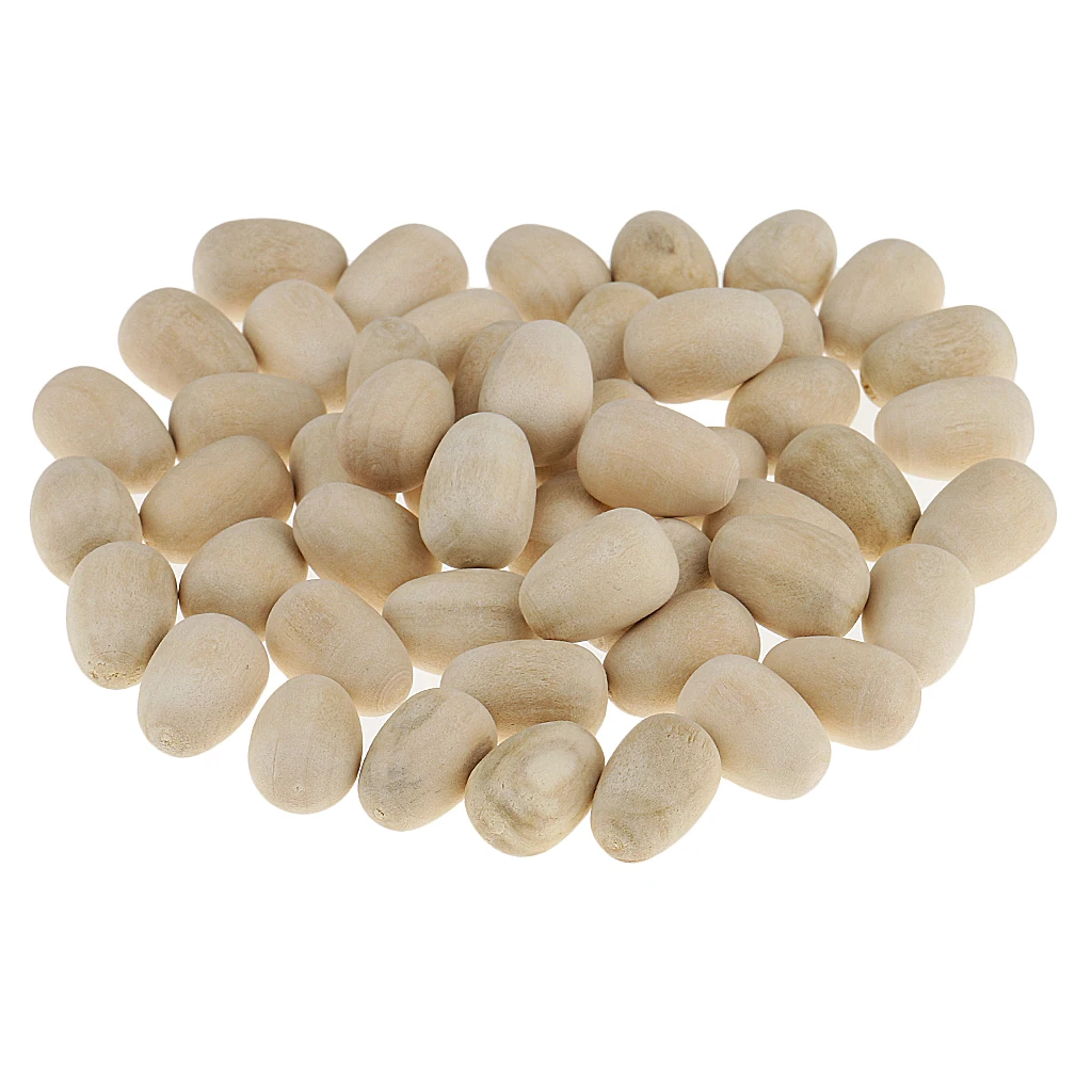 

50pcs New Unfinished Wooden Hen Eggs for Arts DIY Painting Ready to Paint
