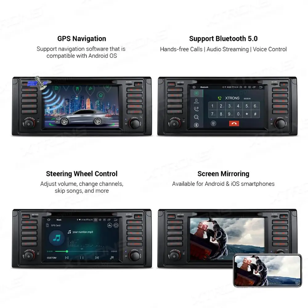 Автомобильный DVD-плеер XTRONS плеер на Android 10 0 с 7 &quotэкраном GPS OBD TPMS Wi-Fi для BMW E39 M5 1999 2000