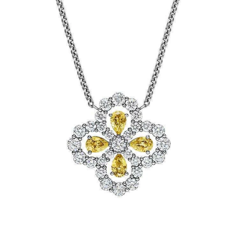 

Solid 925 Sterling Silver Citrine Creative Bunge Bedstraw Herb Pendant Necklace for Women Wholesale Fine Jewelry