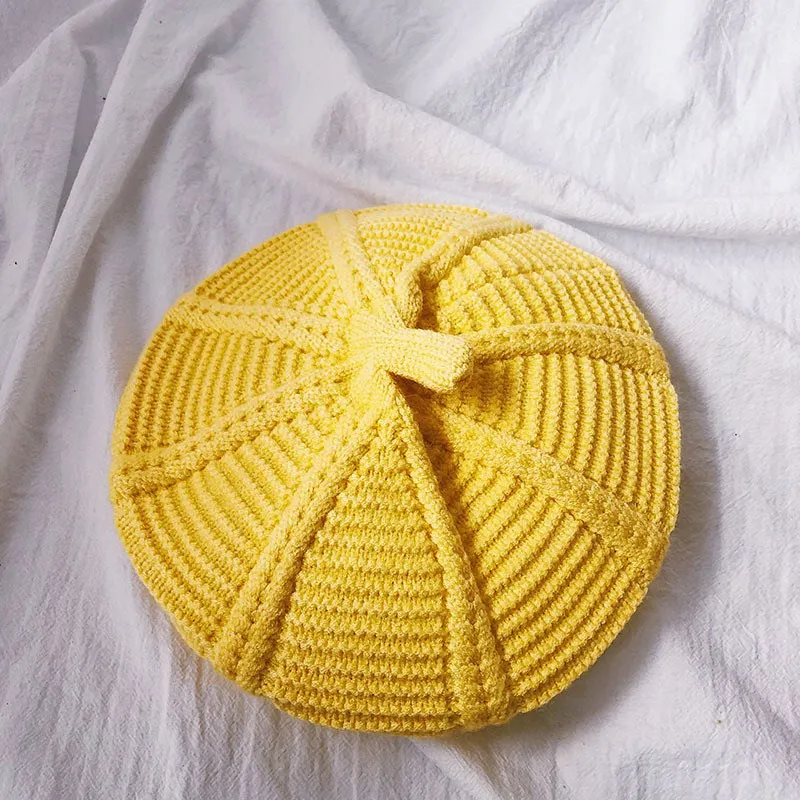 Yellow Модные вязаные береты на осень и зиму, шапки для детей, детская шапка, вязаная шапка для маленьких мальчиков и девочек, s S9835 - Цвет: Yellow