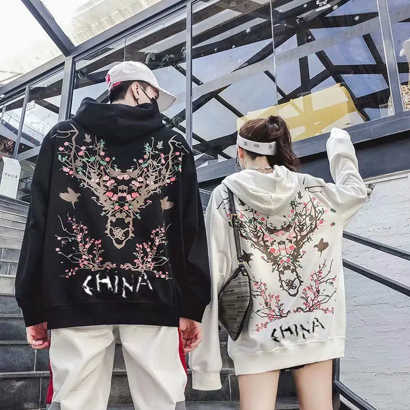 

2021 autumn and winter new couples hooded sweatshirt women street hip hop Harajuku sweatshirt jacket ins top loose pullover girl