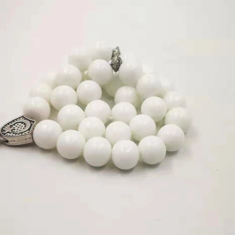 Белая керамика tasbih Мусульманские Четки Молитва бусины 33 66 99 бусины белый камень Misbaha