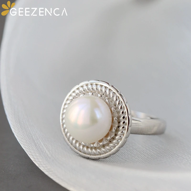 

Серьги и кольцо GEEZENCA из серебра 925 пробы с натуральным жемчугом