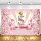 Розовый милый 5-й фон с воздушными шарами для девочек на день рождения фон для фотосъемвечерние фотостудия реквизит для фотосессии баннер украшение