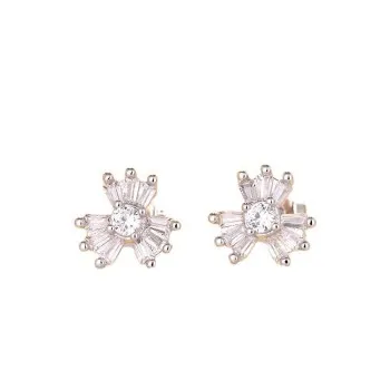

Fashion Needle Flower Rectangular Zircon Earrings Female Students Korean Jewelry Wholesale