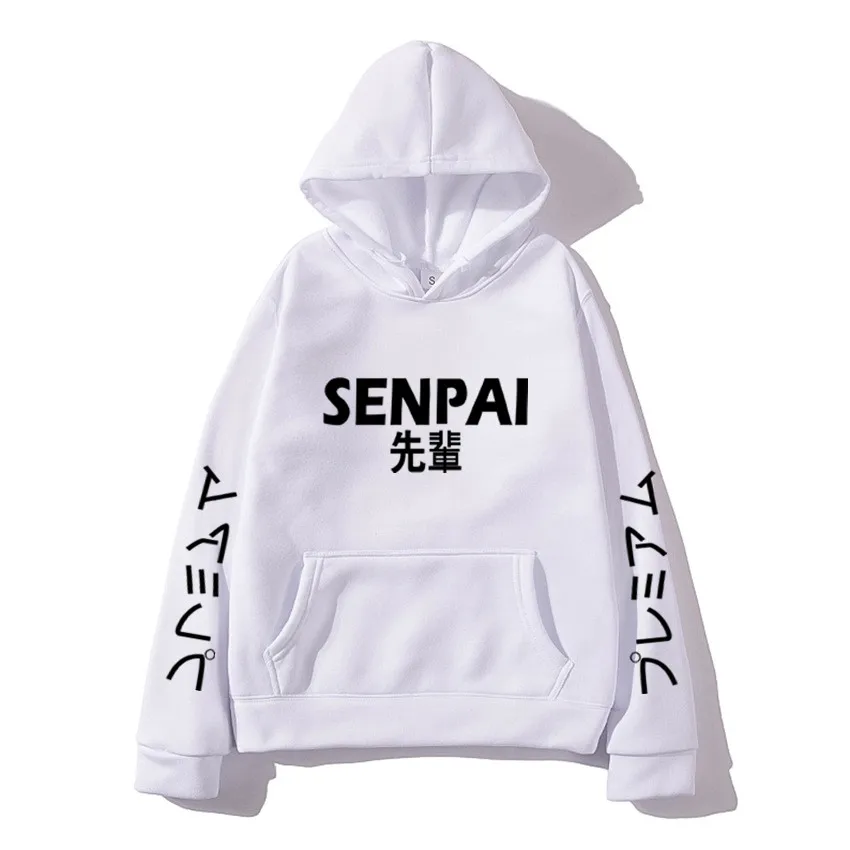 Худи флисовое унисекс с принтом SENPAI модная Толстовка в японском стиле уличная
