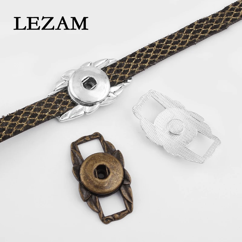 Античный серебряный/Бронзовый лист и кнопки соединители слайдер для 5 мм/10 мм