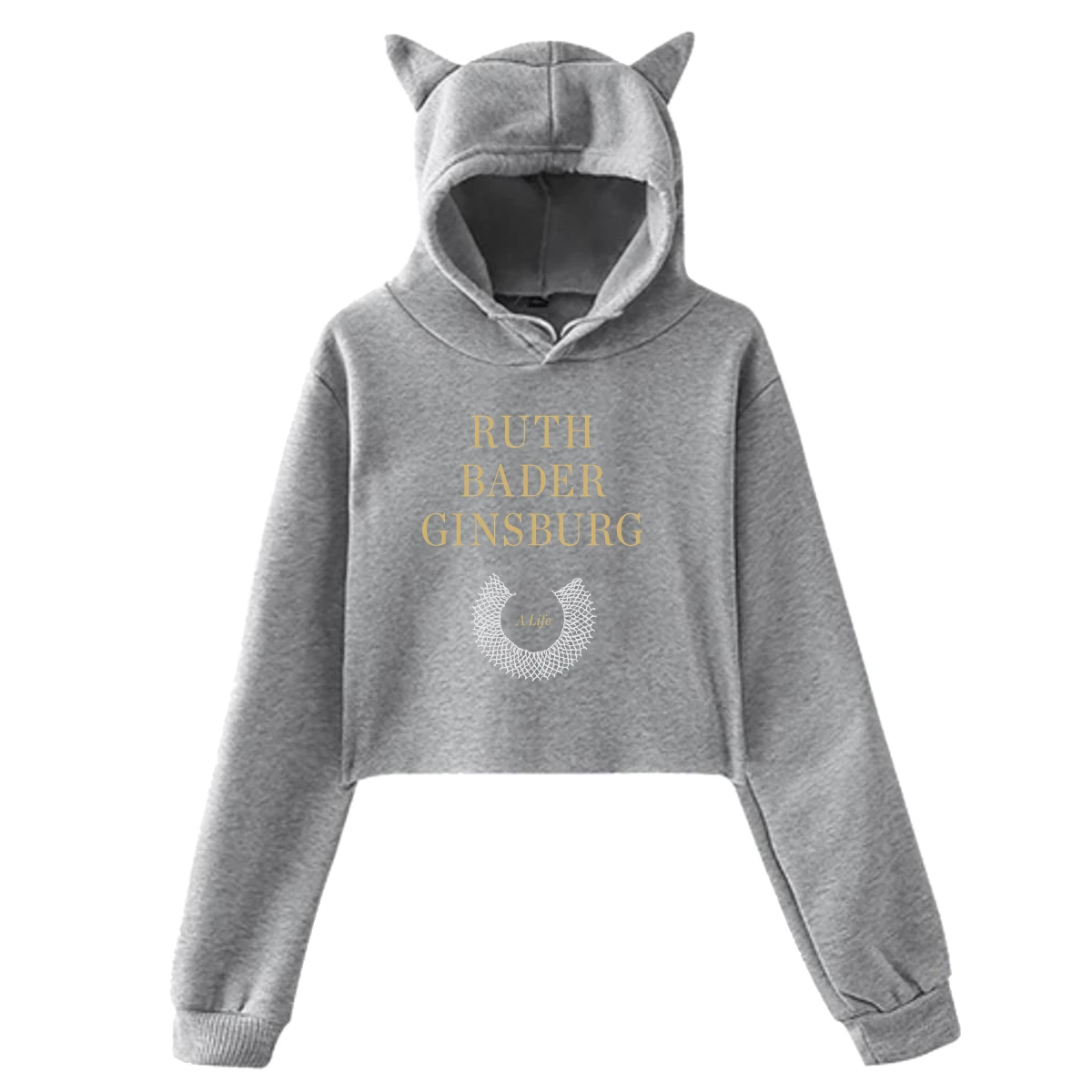 

Ruth Bader Ginsburg Sweatshirt Womens Casual Cool Classic Logo Cat Ear for Girls Fashion Long Sleeve Cotton Hoodies for Teens
