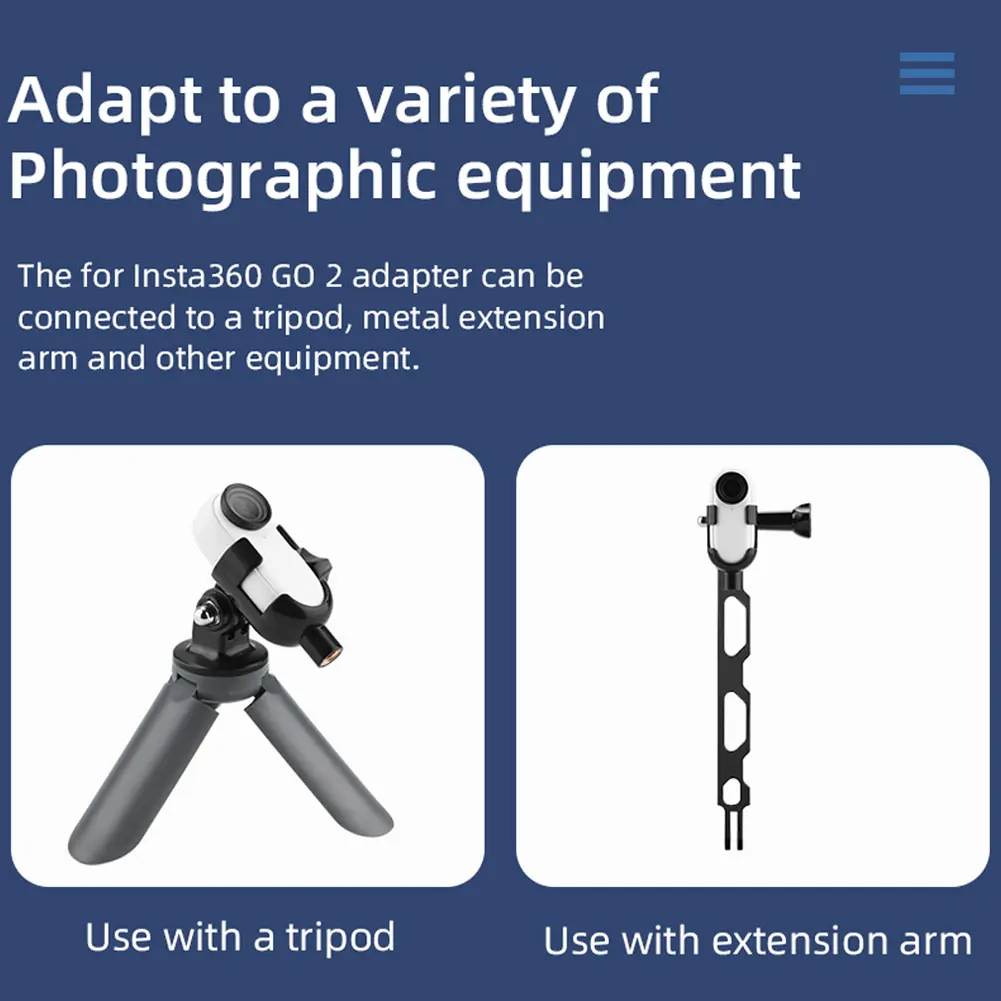 Camera Accessories For Insta 360 Go2 Action Camera Protective Bracket With Extension Arm Frame Mount Adapter Selfie Connector