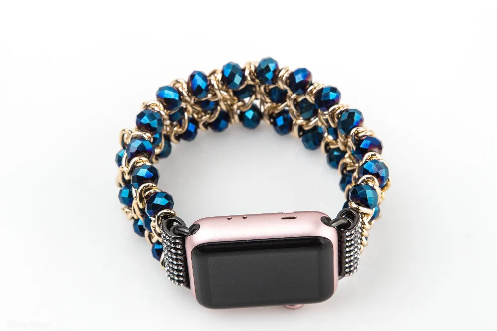 Для Apple Watch, версии 5 40 мм 44 ручной работы с экстрактом граната Форма агатовыми бусами Эластичная лента Часы-браслет для наручных часов iwatch серии 4/3/2 38 мм 42 мм