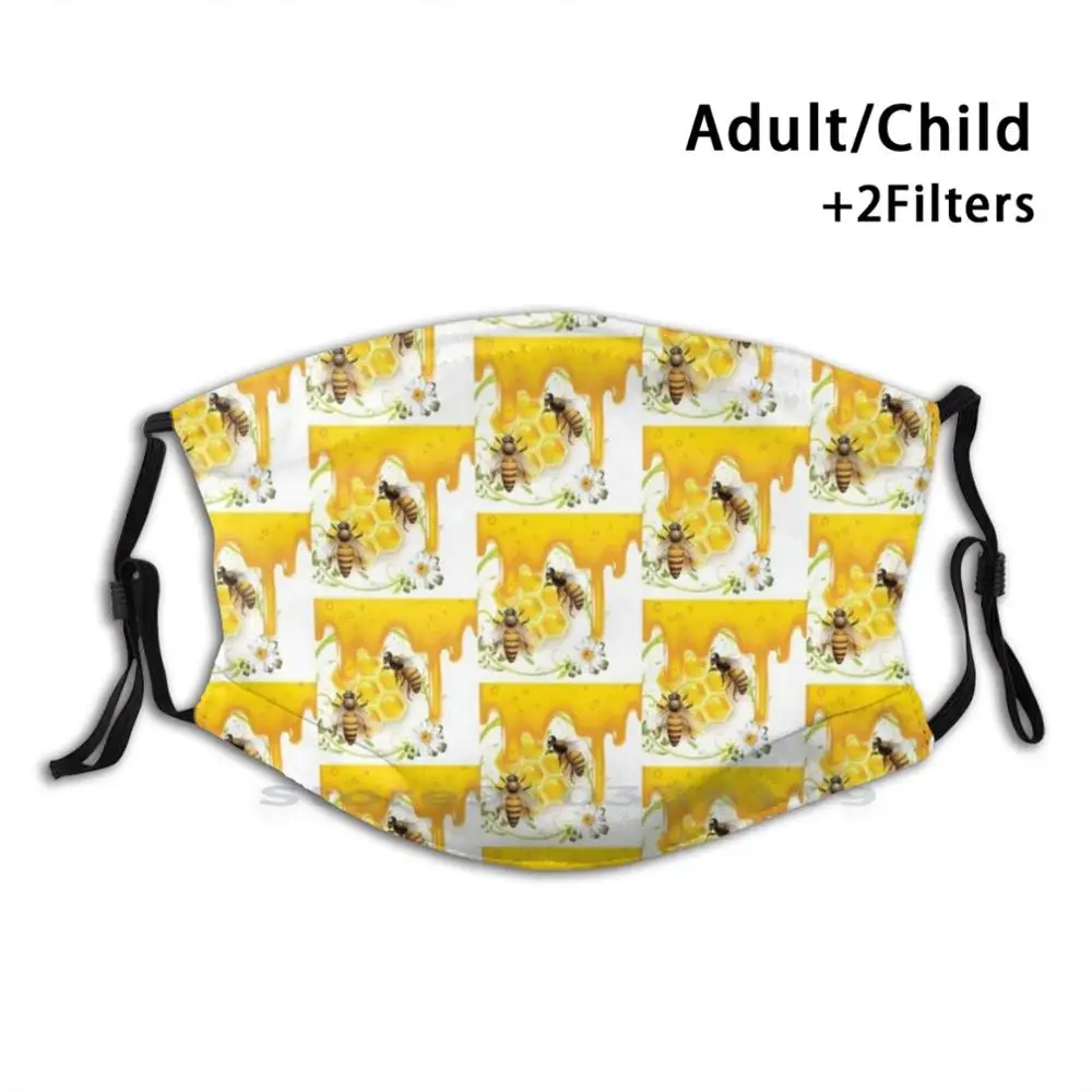 

Многоразовая маска с принтом пчелы и меда Pm2.5, фильтр, маска для лица, детская маска для пчелы, пчел, пчел, спасает пчелы, цветы, мед