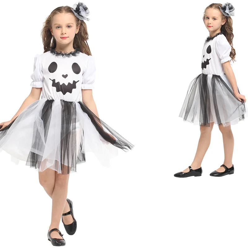 Children Halloween Costume Ghost Colplay Dress Kid Girl TUTU Child Carnival Party Cosplay Fancy Witch | Тематическая одежда и