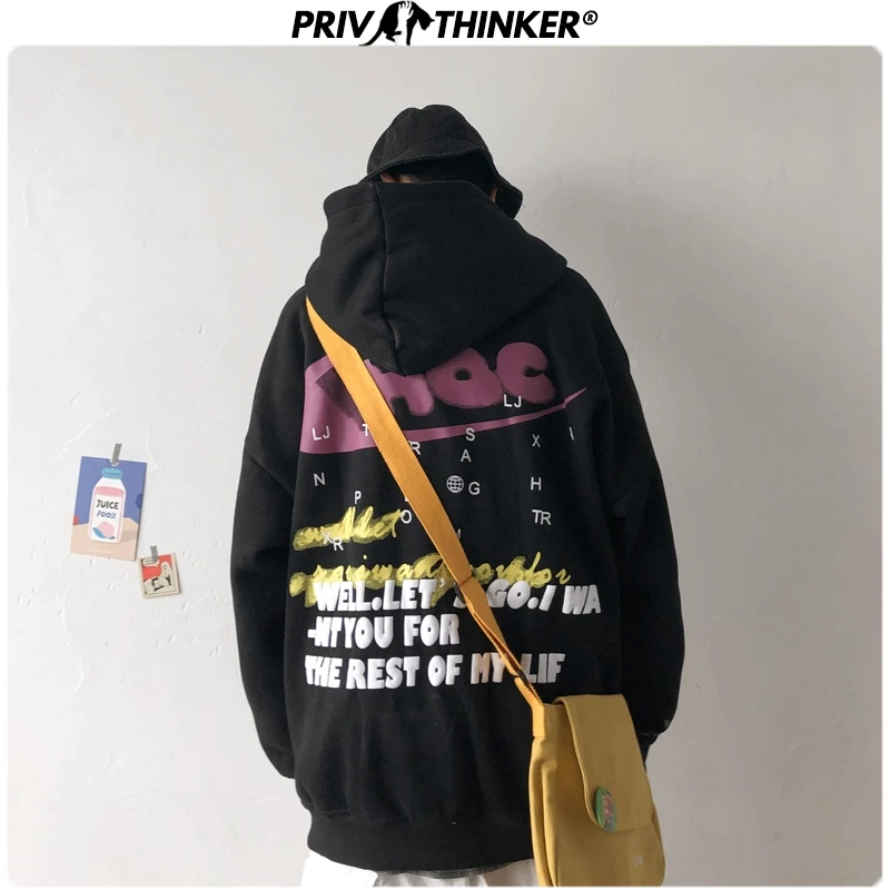 Privathinker мужские модные хип хоп зимние толстовки с капюшоном принтом корейские 2020