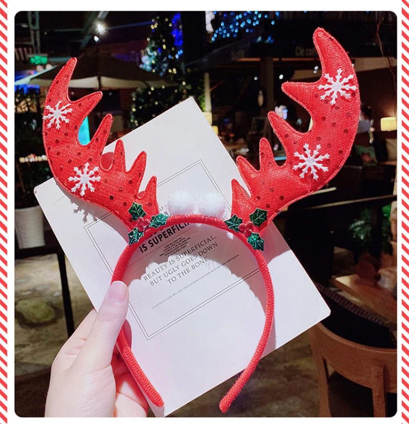 

2020 New Christmas Headbands Santa Tree Antlers Headband Headwear Reindeer Ornaments Baby Accessories Decorations For Baby Girl