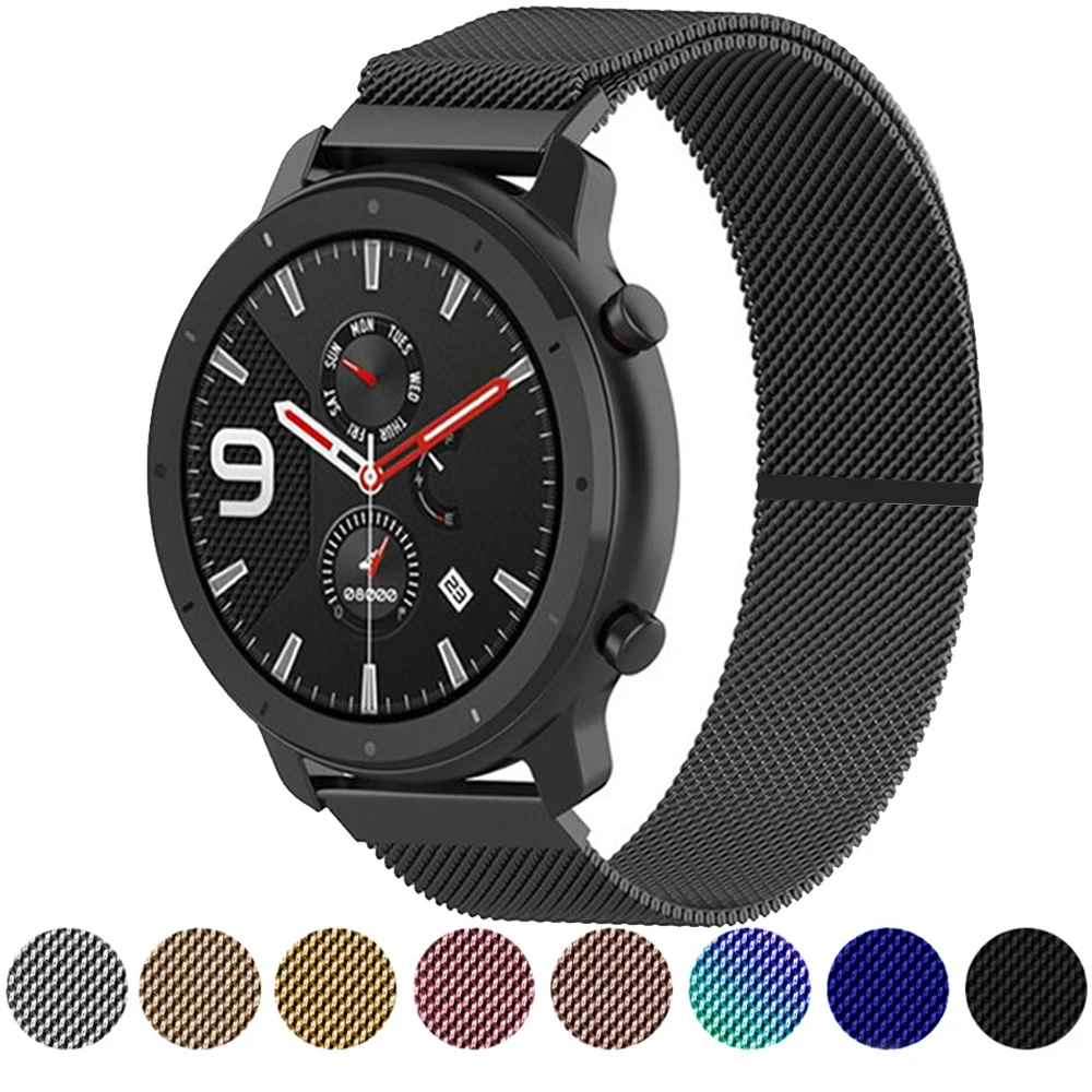 

Ремешки для Xiaomi Huami Amazfit GTR 2E/GTR 47 мм смарт-браслет с магнитной петлей металлический браслет для Amazfit Stratos 3/2 браслет Correa