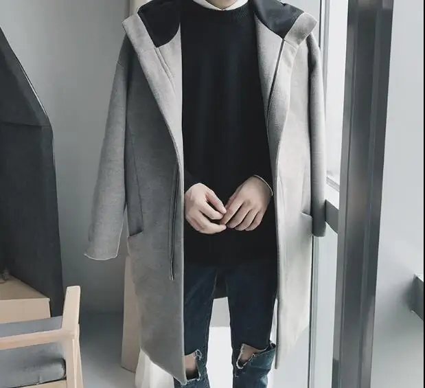 Мужские зимние куртки в английском стиле теплые однобортные шерстяные пальто