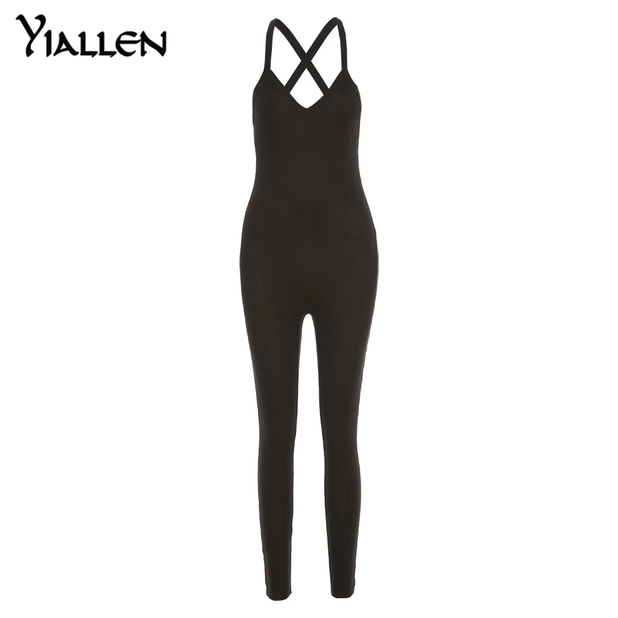 

Yiallen Ladies Fashion Sleeveless One-piece 2021 Street Tight Sports and Leisure Matching One-piece Sexy Halter One-piece Pants