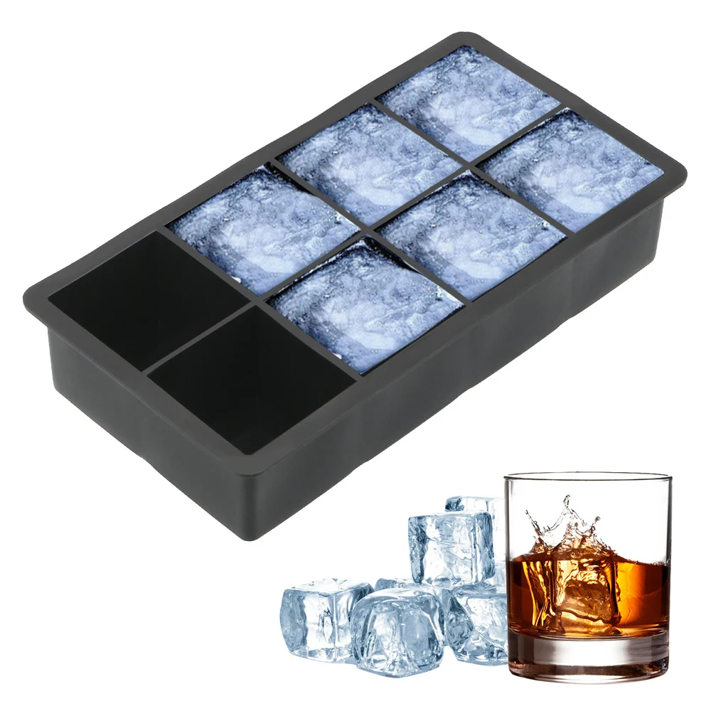 

4/8-Cavity Silicone Ice Cube Maker Square Shape Large Ice Cube Mould Ice Tray Mold for Ice Candy Cake Pudding Chocolate Molds