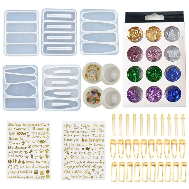 

1 Set Crystal Epoxy Resin Mold Hair Clip Barrette Casting Silicone Mould DIY Crafts Jewelry Hairpin Making Tool