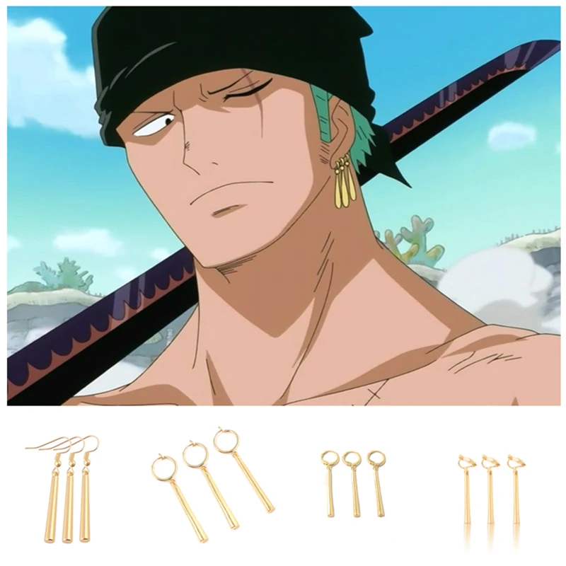 Цельная бижутерия японское аниме пиратский фехтовальщик ророноа Зоро серьги с