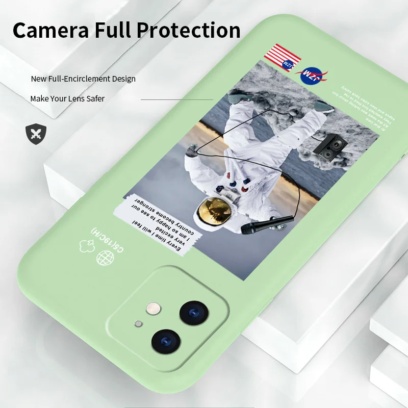 

Soft Singing Astronaut For iPhone 12 Pro Max 11 X XS XR XSMAX SE2020 8 8Plus 7 7Plus 6 6S Plus 5 5S Liquid Silicone Case