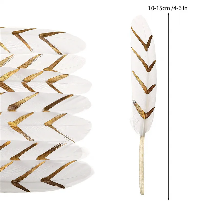 Оптовая продажа Белых гусиных перьев из белого золота, 10 шт.-100 шт.-500 шт. Для рукоделия 10-15 см (4-6 дюймов) и свадебного украшения вечеринки.
