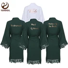 Женский халат YUXINBRIDAL, из хлопка, с кружевной отделкой, зеленый, 2019