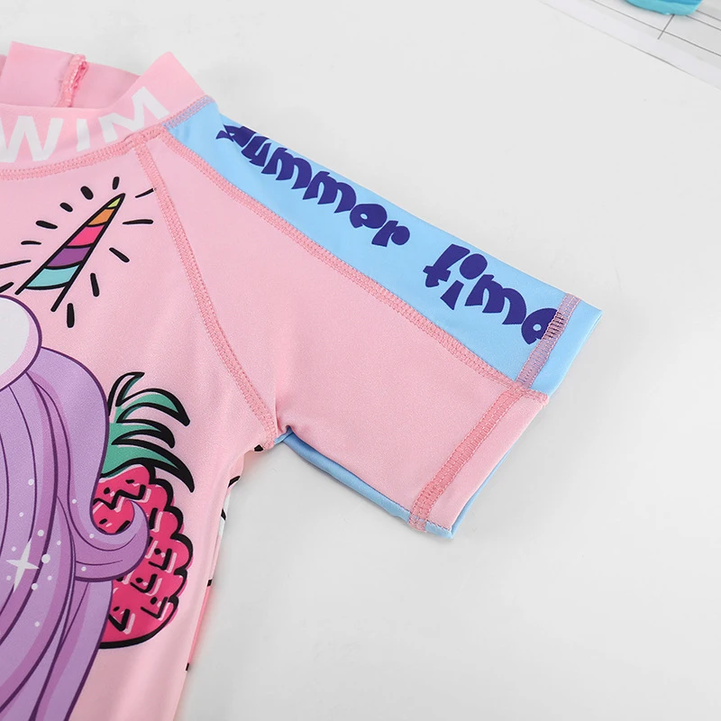 1~7Y Baby Girls Cute Pink Swimmingsuit One Piece Girls Swimwear Children Unicorn Surfing Suits Kids Bathing Beachwear Swimsuit