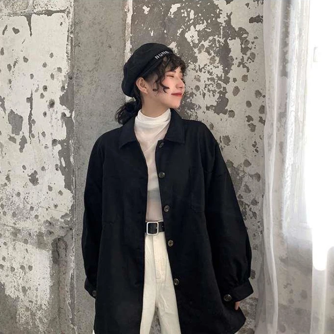 

Long Sleeve Shirts Women Turn-down Collar Ins Harajuku Chic Cargo Blouses Hip-hop Vintage Loose Tops Korean Style All-match New