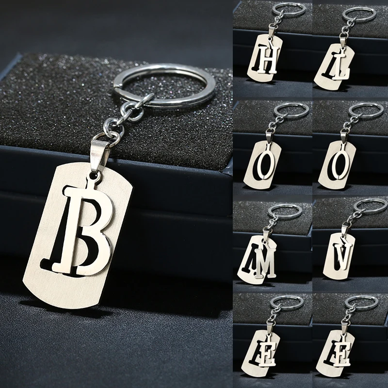 Новый DIY брелок для ключей с буквами мужчин и женщин серебряный цвет кольцо