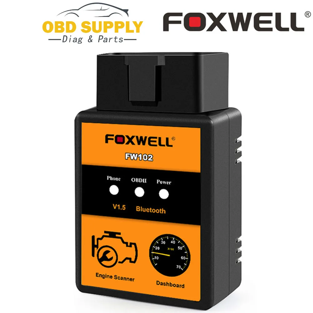 Автомобильный считыватель кодов FOXWELL FW102 V1.5 ELM327 OBD2 Bluetooth адаптер диагностический