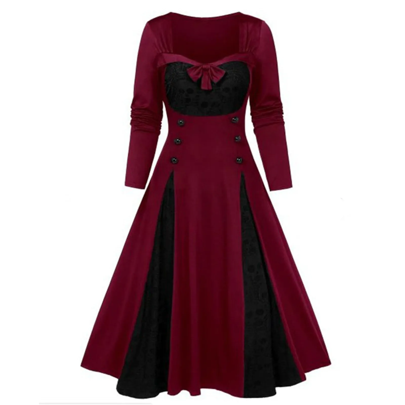 

Gothic Dresses Women Bow-knot Dresses With Elegant Temperament Long-sleeved Party Dresses 2022 New Female Vestidos Mujer #10